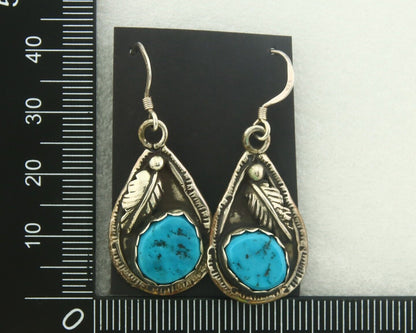 Navajo Earrings 925 Silver Natural Turquoise Native Artist MC C.80's