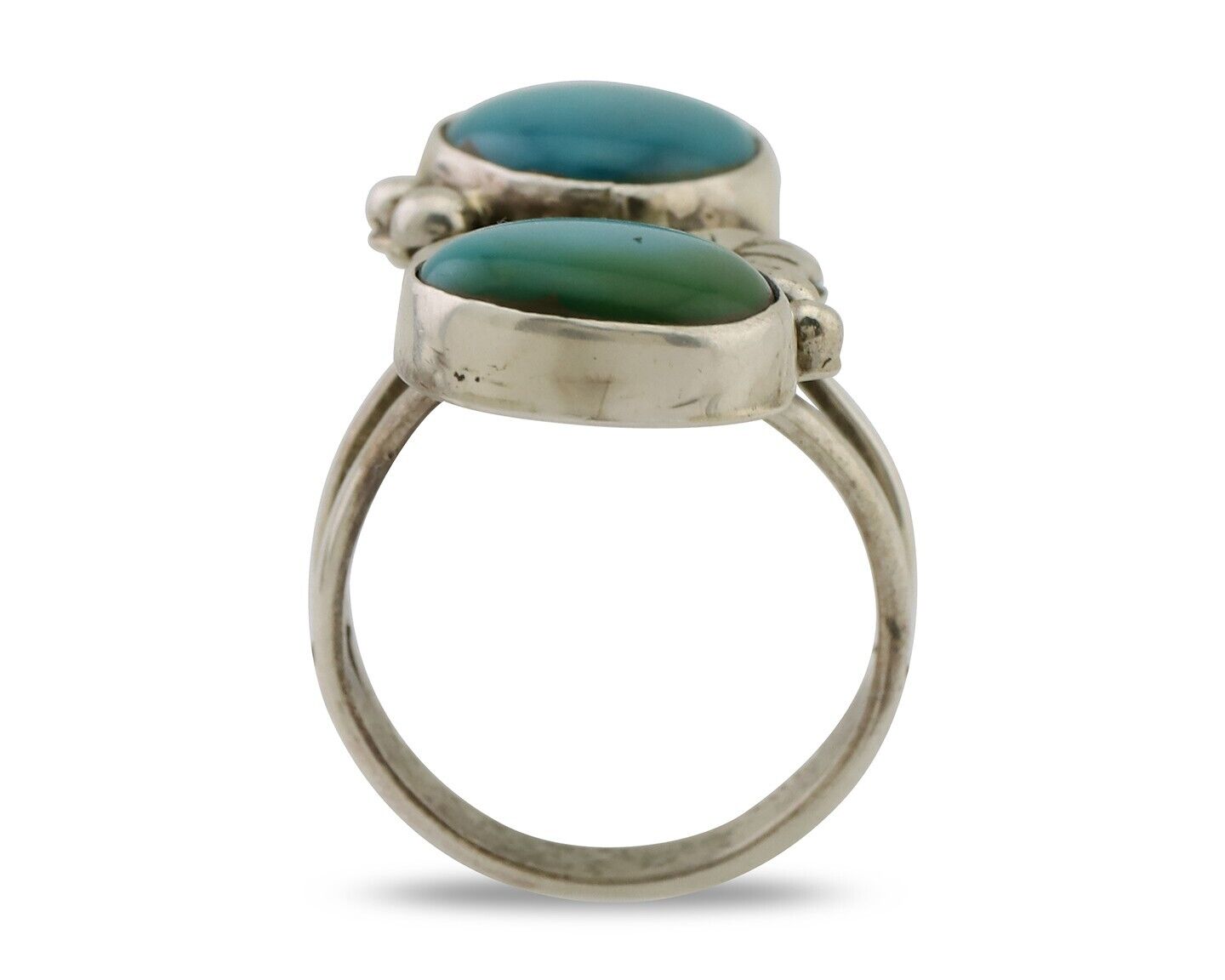 Navajo Ring 925 Silver Kingman Turquoise Artist Signed L C.80's