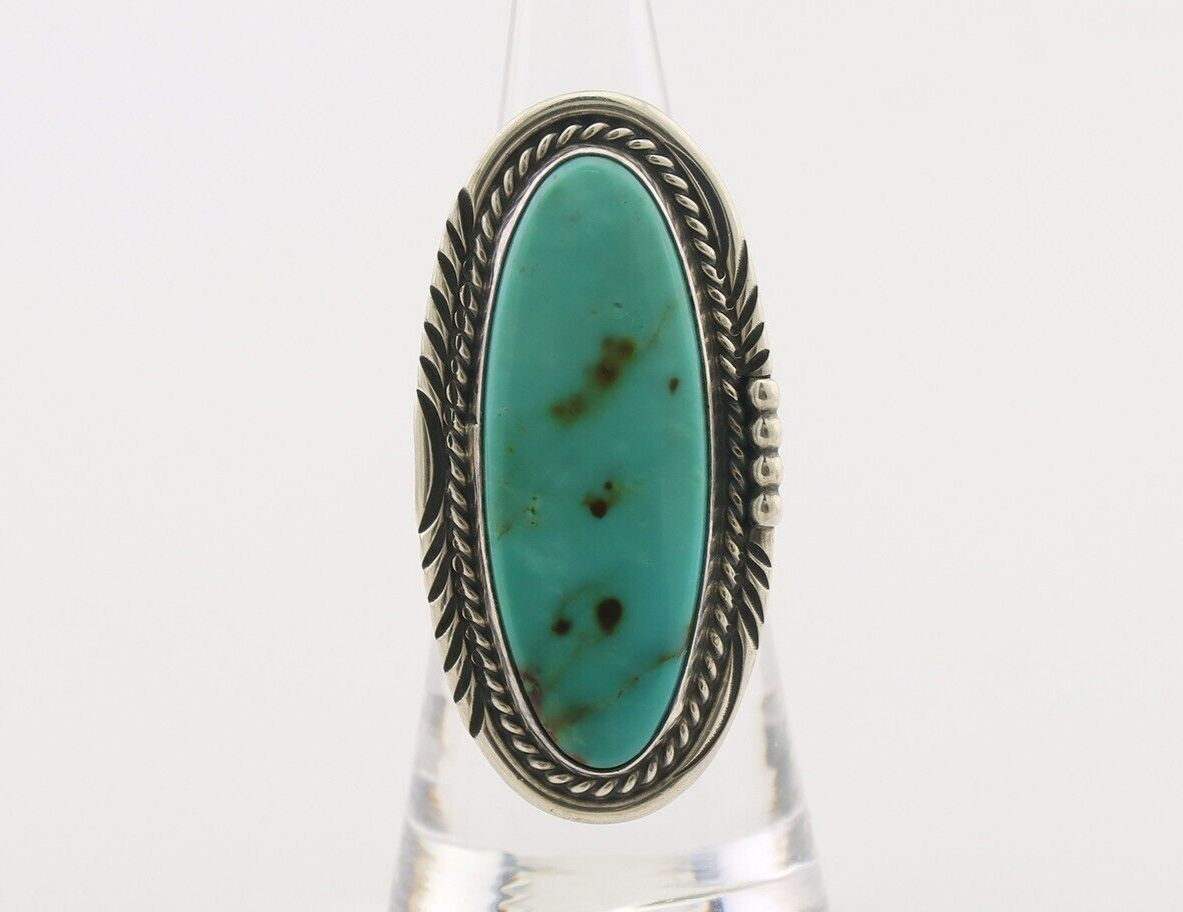 Navajo Ring 925 Silver Natural Turquoise Artist Signed William Denetdale C.80's