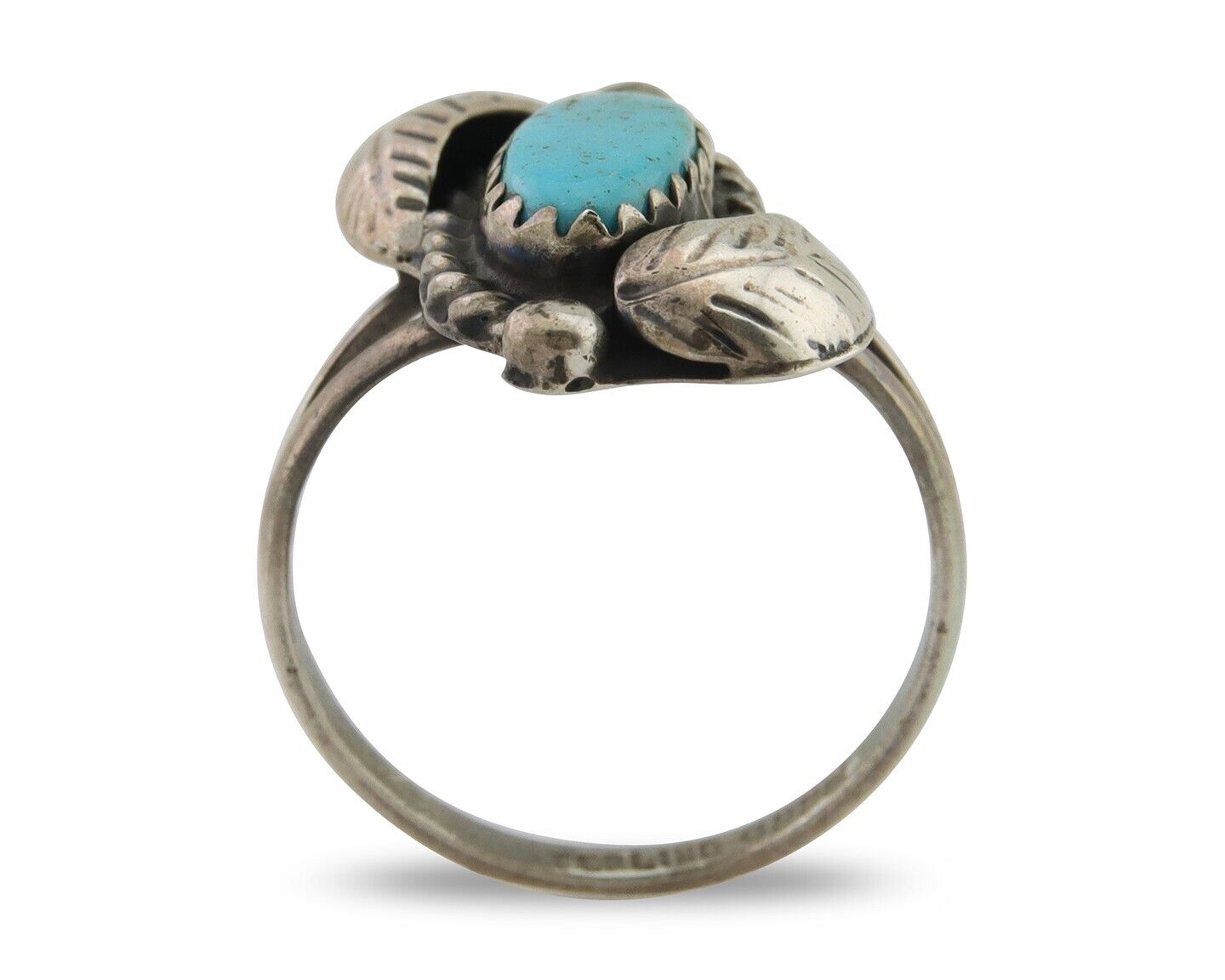 Navajo Ring 925 Silver Natural Blue Turquoise Native American Artist C.80's