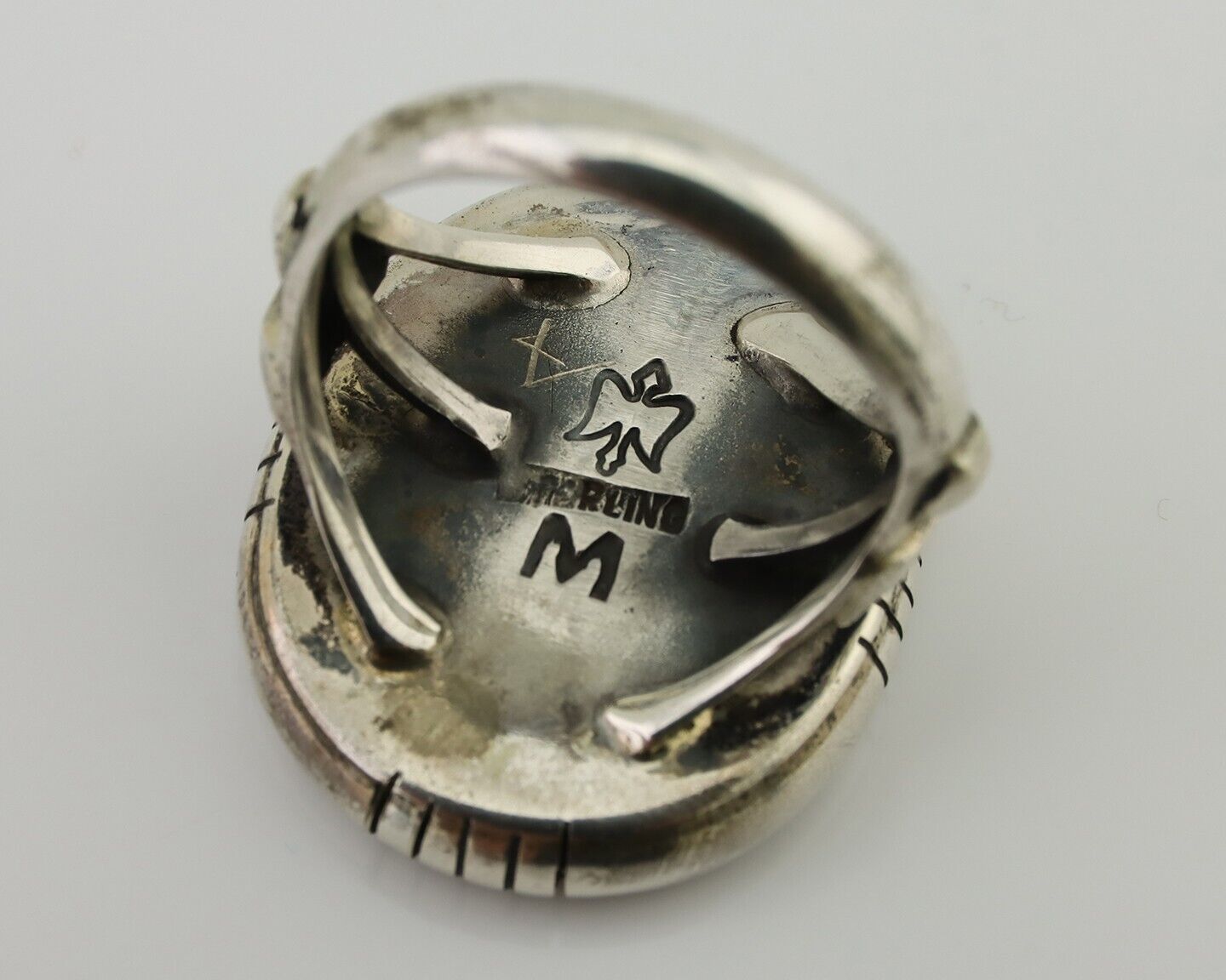 Navajo Ring 925 Silver Arizona Turquoise Signed M Montoya C.80's
