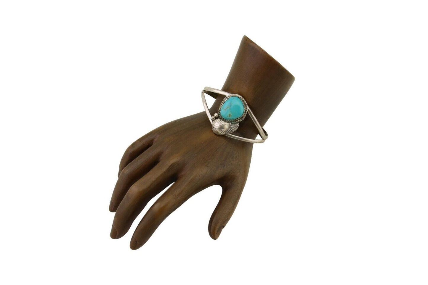 Navajo Hand Stamped Cuff Bracelet Turquoise 925 Silver Native American Artist