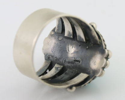 Navajo Ring 925 Silver Blue Gem Turquoise Native American Artist C.80's