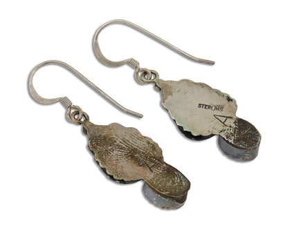 Navajo Dangle Earrings 925 Silver Natural Turquoise Native Artist Signed A C80s