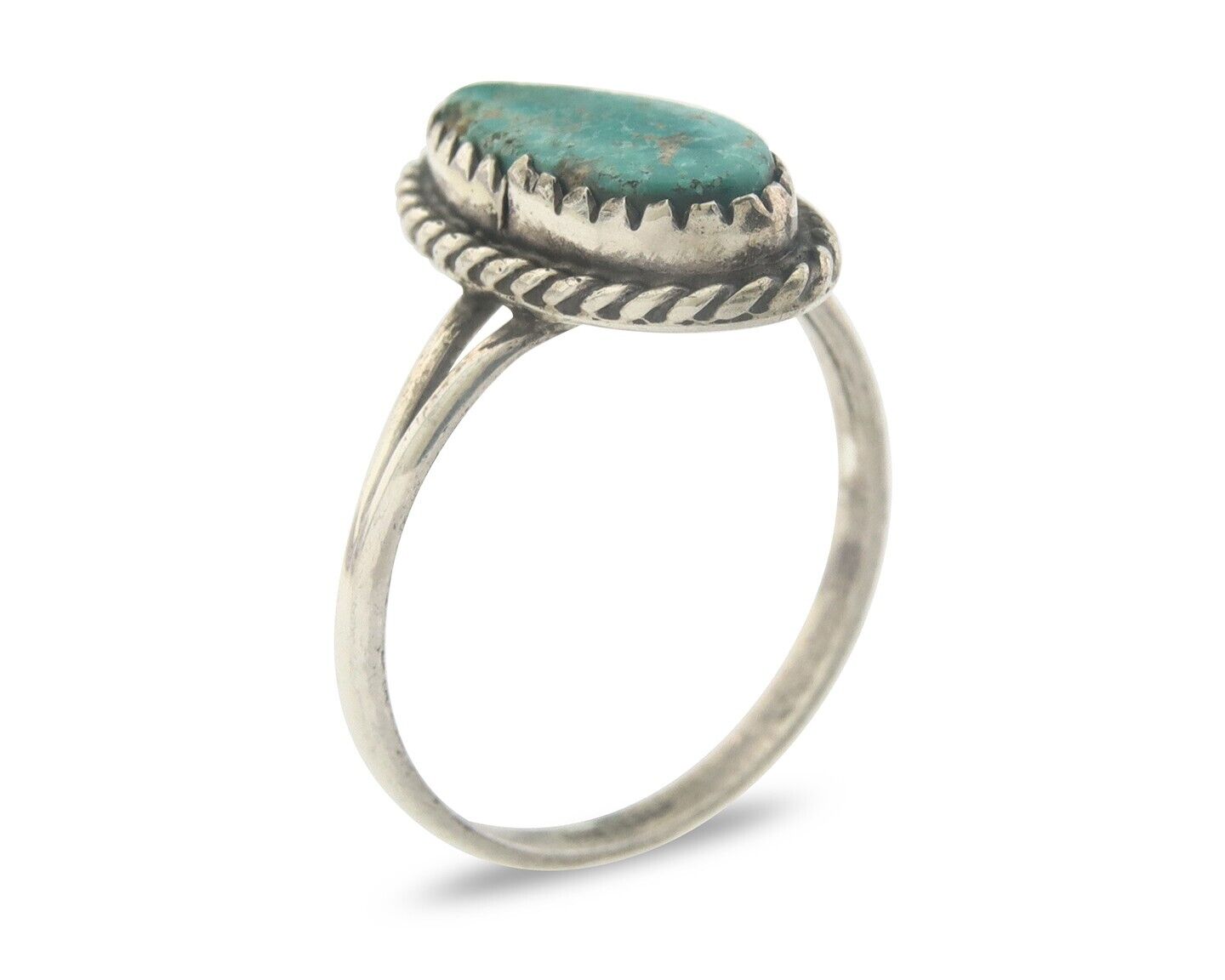 Navajo Ring 925 Sterling Natural Turquoise Native Artist C.80's Size 8.25
