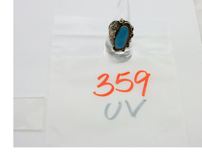 Navajo Ring .925 Sterling Blue Turquoise Artist Signed EK C.80's
