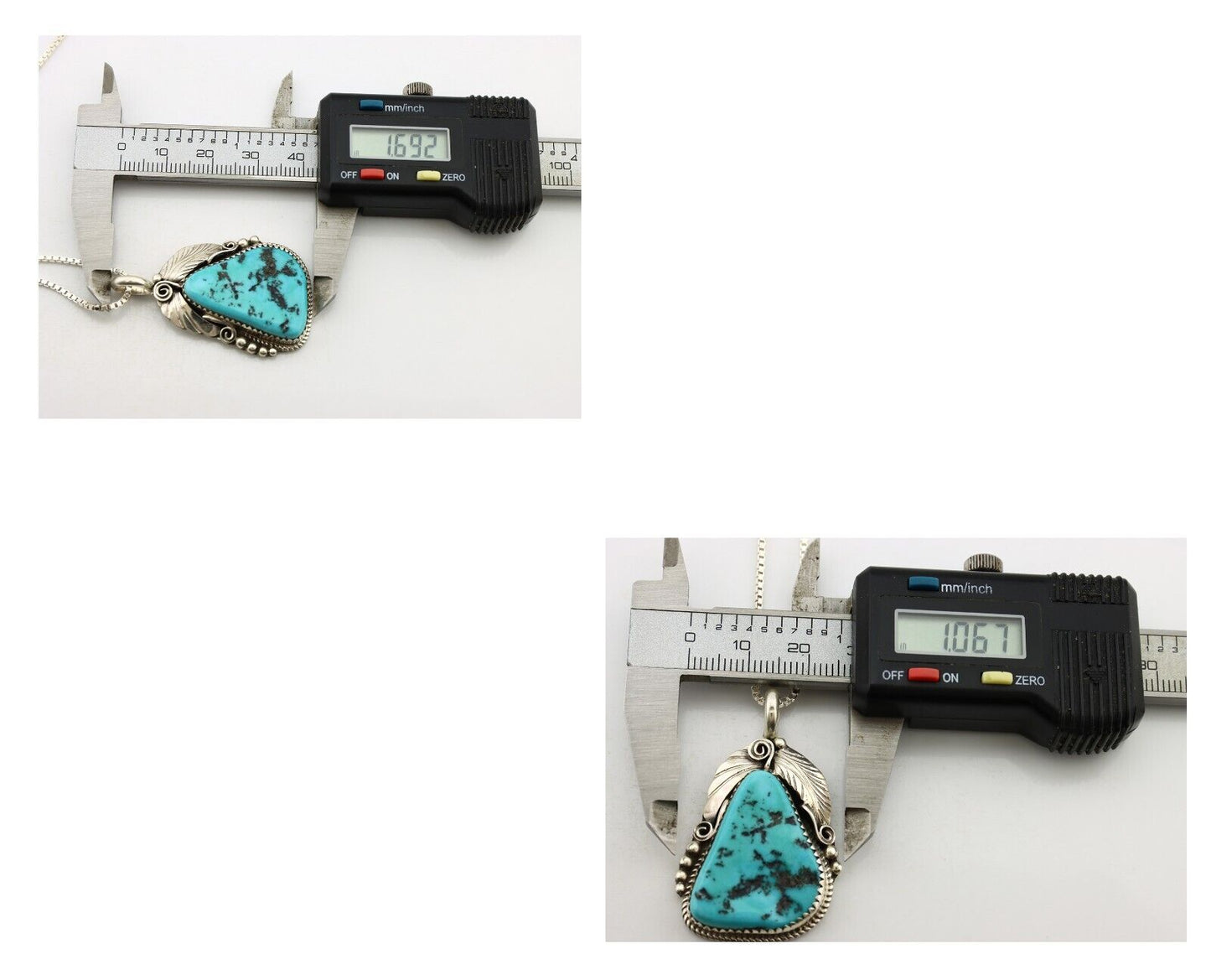 Navajo Necklace Pendant 925 Silver Blue Turquoise Signed Justin Morris C.80's