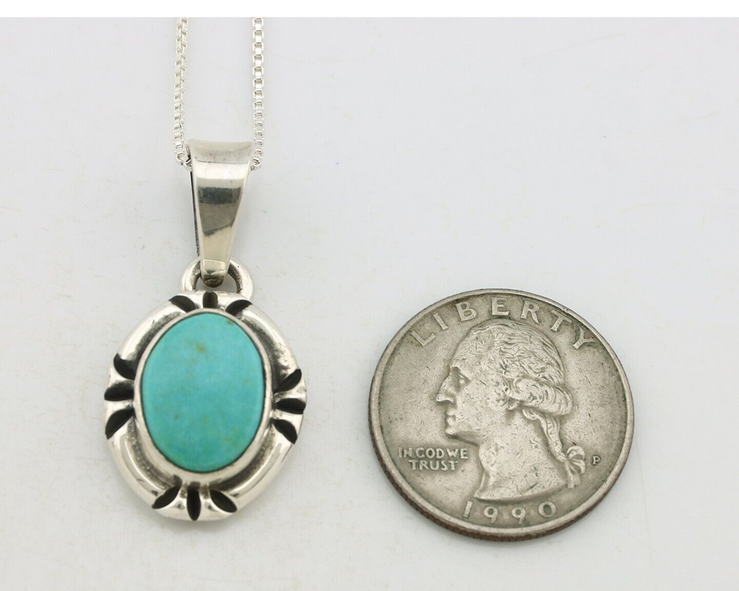 Navajo Necklace 925 Silver Arizona Turquoise Handmade Signed Gecko C.90's