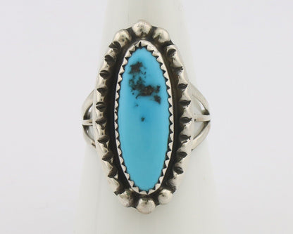 Navajo Ring .925 Silver Sleeping Beauty Turquoise Native American Artist C.80's
