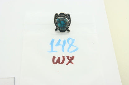 Navajo Men Ring 925 Sterling Natural Blue Turquoise Native Artist C80 Size 10.25