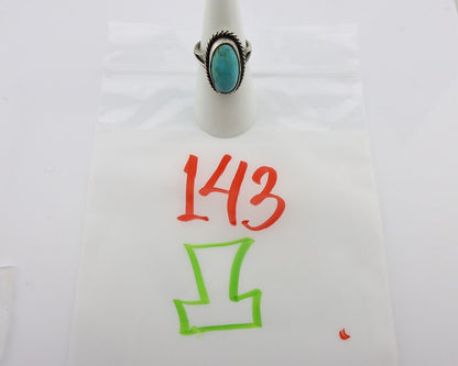 Navajo Ring 925 Silver Kingman Turquoise Native American Artist C.80's