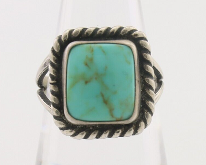 Navajo Ring 925 Silver Natural Green Turquoise Artist Signed Apache Mfg C.80's
