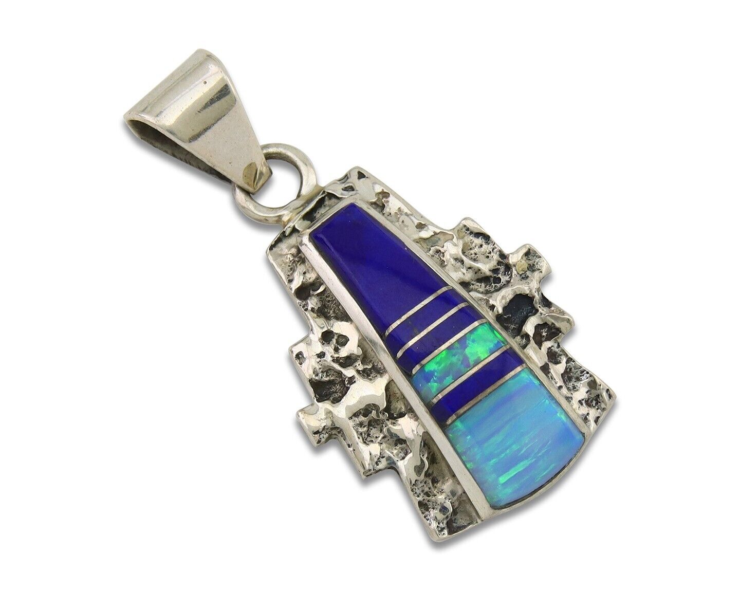 Navajo Pendant 925 Silver Natural Gemstone Handmade Native American Artist C80s