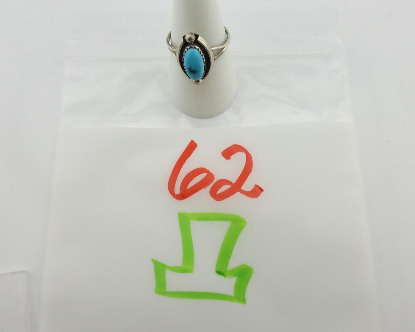 Navajo Ring 925 Silver Sleeping Beauty Artist Signed Sky Stone Creations C.80's