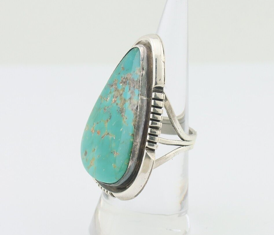 Navajo Ring 925 Silver Blue Gem Turquoise Artist Signed Doug Zachary C.80's