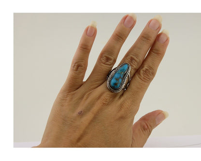 Navajo Handmade Ring 925 Silver Turquoise Native American Artist C.80's