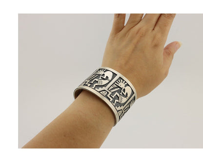 Navajo Kokopelli Bracelet 925 Silver Native American Artist Handmade C.80's