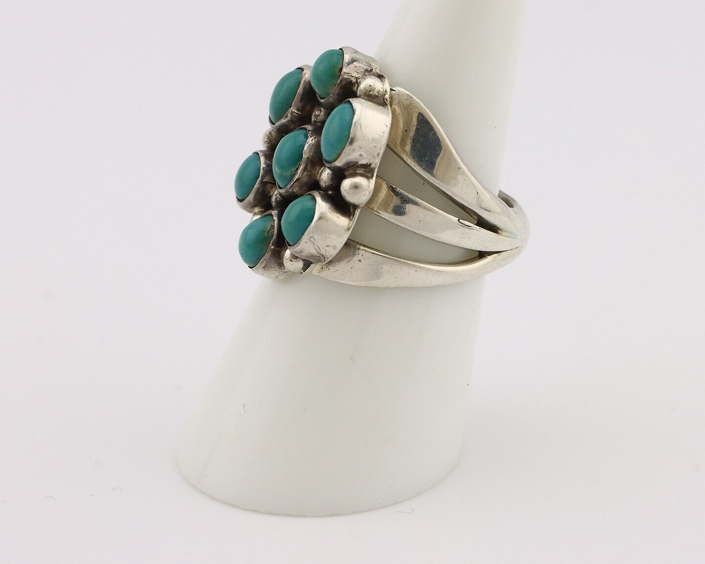 Navajo Ring .925 Silver Natural Blue Turquoise Native American Artist C.80's