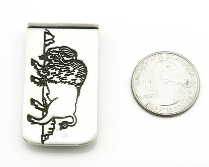 Navajo Money Clip .925 Silver & Nickle Hand Stamped Artist Native C.80's-90's