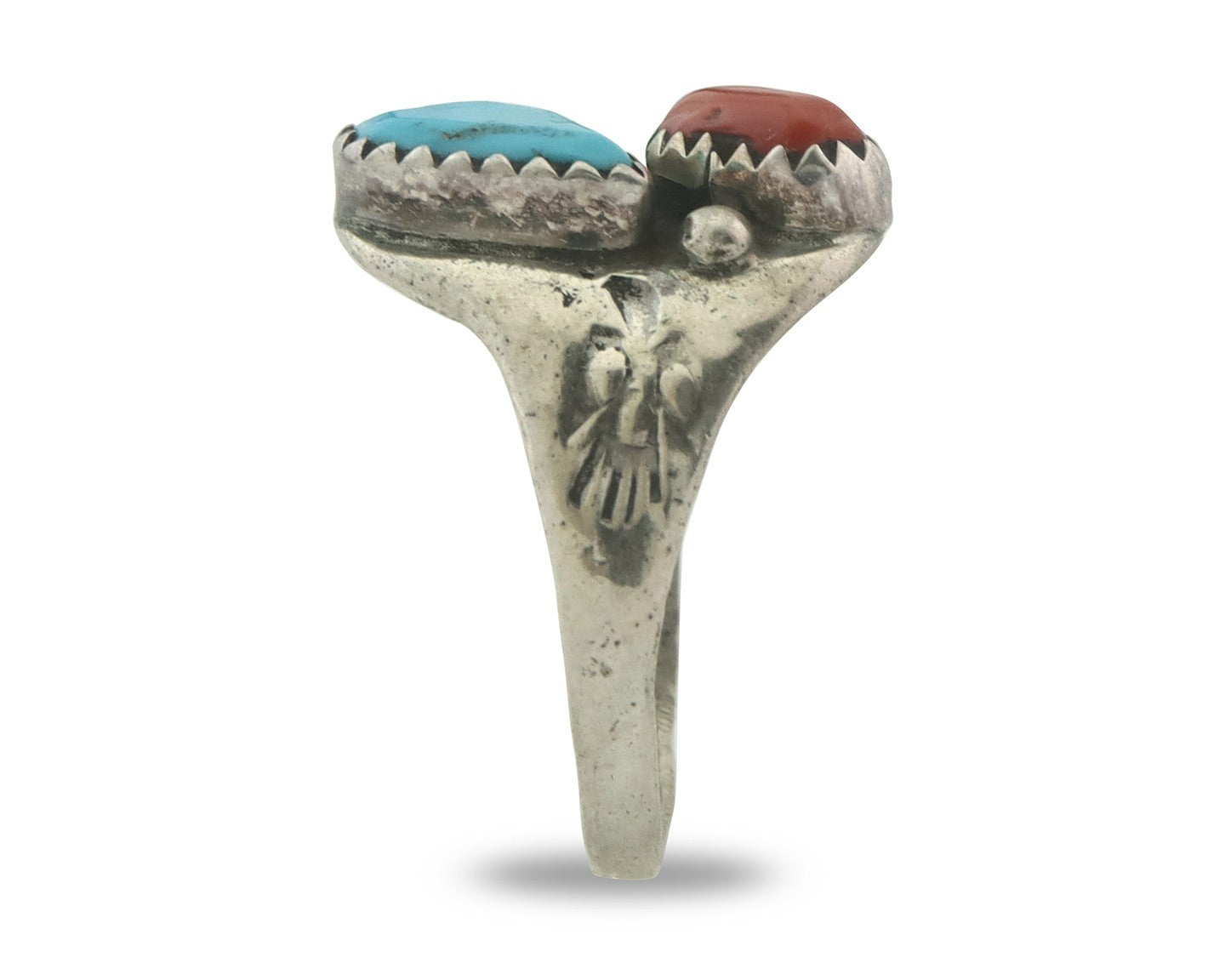 Vintage Navajo Ring 925 Sterling Silver Natural Gemstone Authentic Size 8.75