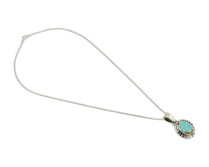 Navajo Necklace 925 Silver Kingman Turquoise Artist Signed Gecko C.90s
