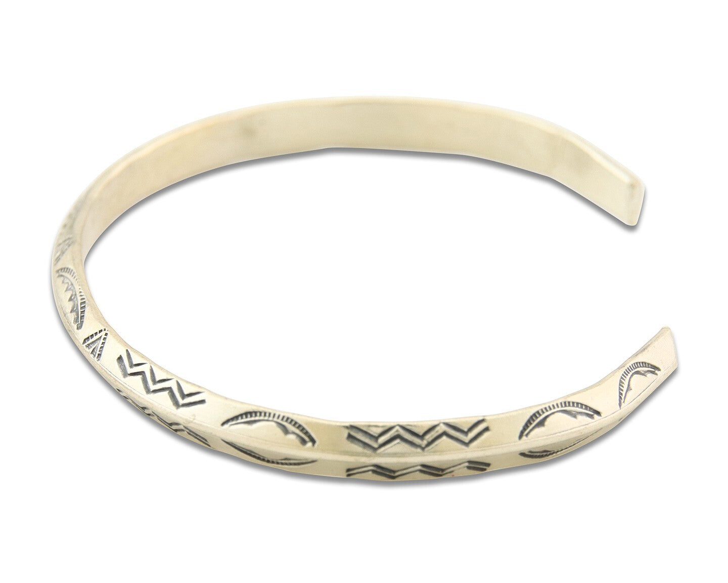 Navajo Bracelet 925 Silver Hand Stamped Triangle Signed Arrow & Signpost C.80's