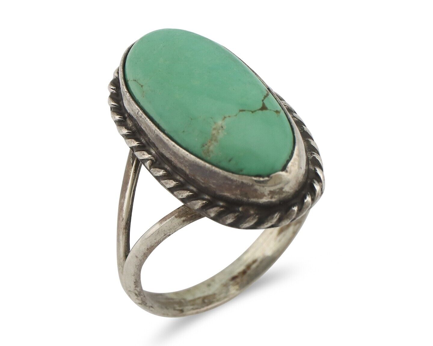 Navajo Ring .925 Silver Natural Kingman Turquoise Native American Signed C.80's