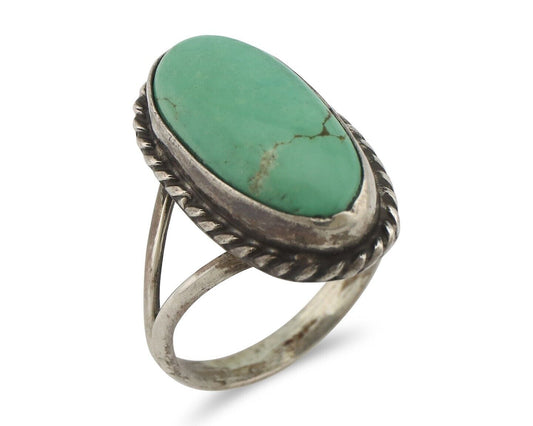 Navajo Ring .925 Silver Natural Kingman Turquoise Native American Signed C.80's