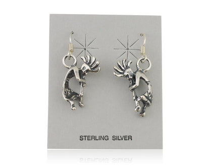 Navajo Kokopelli Dangle Earrings 925 Silver Native American Artist C.80's
