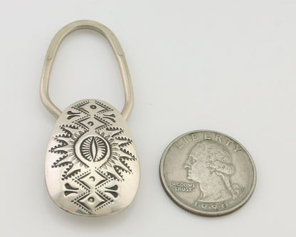Navajo Hand Stamped Key Chain .925 Silver Handmade Native American Artist C.80's