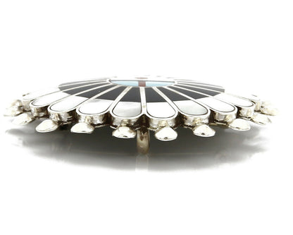 Zuni Signed Artist Victoria Unkestine Inlaid .925 SOLID Silver Tewa Pendant Pin