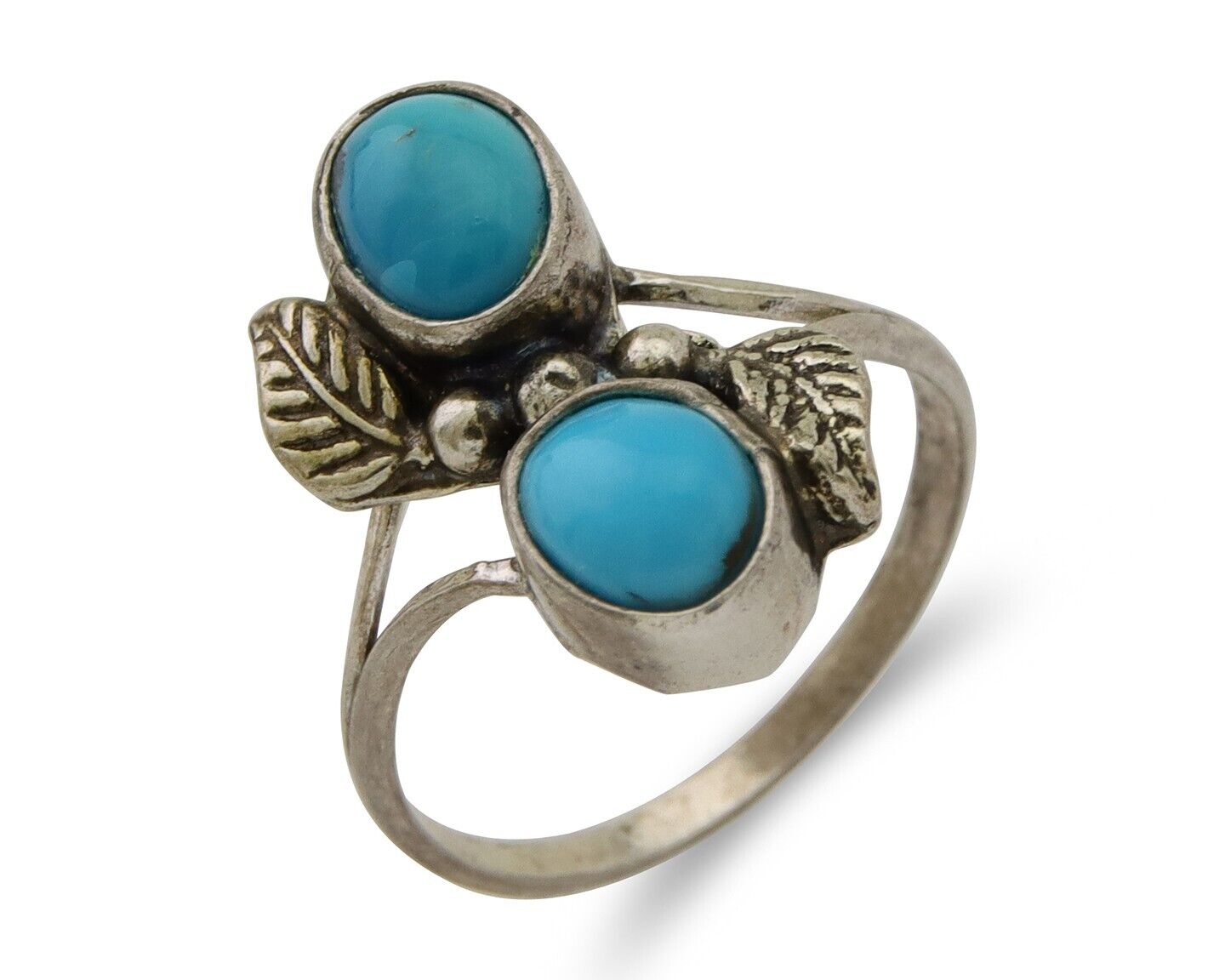 Navajo Ring 925 Silver Natural Blue Turquoise Native American Artist C.80's