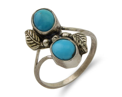 Navajo Ring 925 Silver Natural Blue Turquoise Native American Artist C.80's