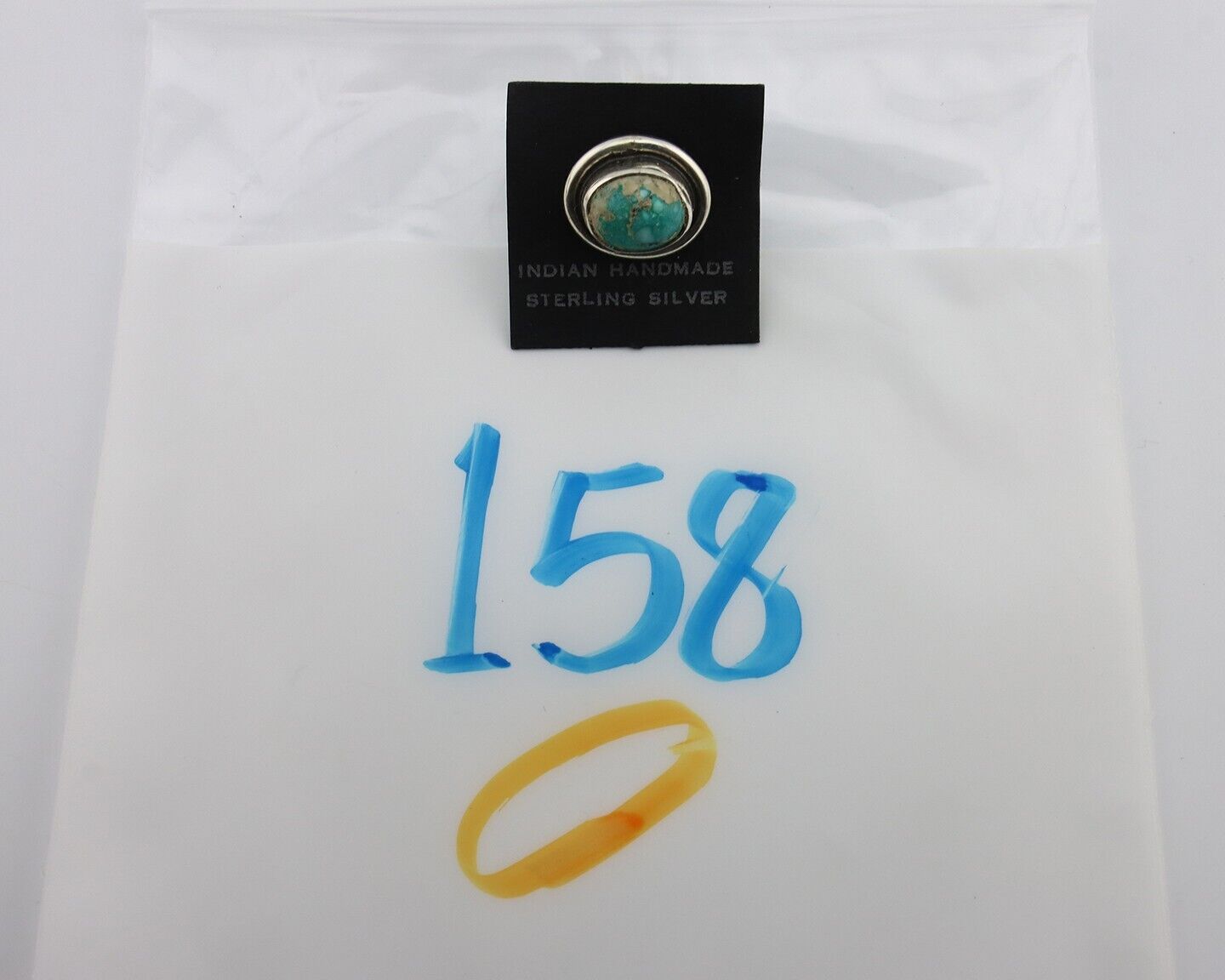 Navajo Tie Tack 925 Silver Natural Mined Turquoise Native American Artist C.80's