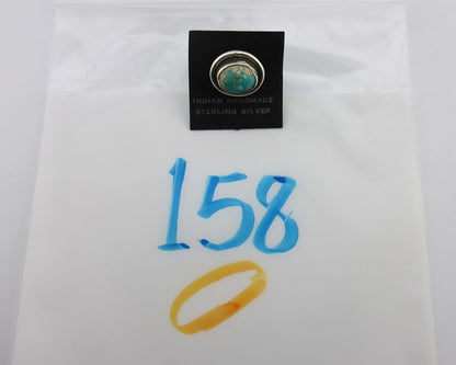 Navajo Tie Tack 925 Silver Natural Mined Turquoise Native American Artist C.80's