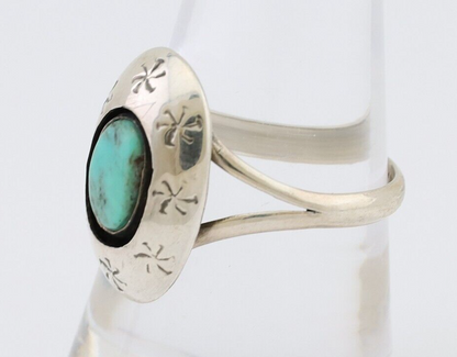 Navajo Ring 925 Silver Kingman Turquoise Native American Artist C.80's
