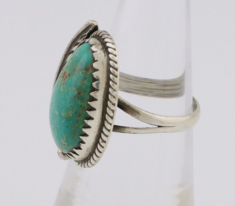 Navajo Ring 925 Silver Green Kingman Turquoise Native American Artist C.80's