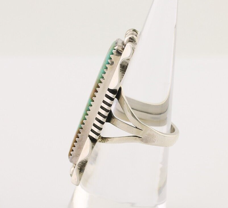 Navajo Hamdmade Ring 925 Silver Kingman Turquoise Artist Signed B C.80's