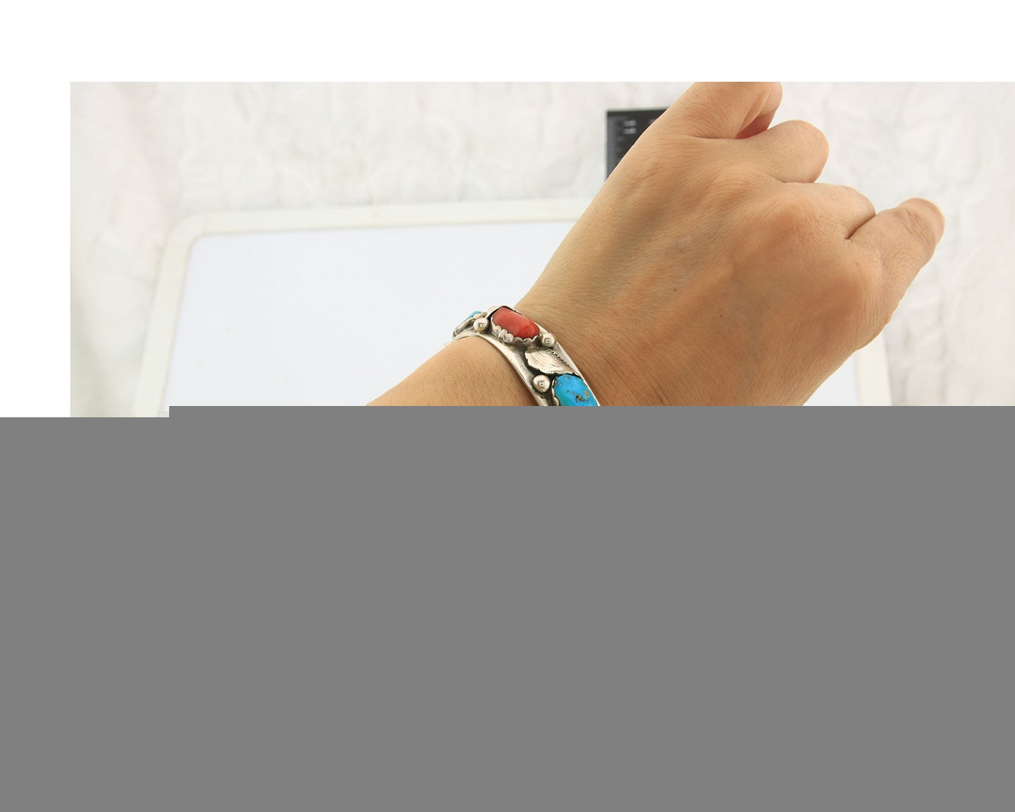 Zuni Cuff Bracelet Sterling Silver Natural Coral & Turquoise Signed Simplicio