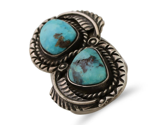 Navajo Handmade Ring 925 Silver Natural Tuquoise Native American Artist C.80's