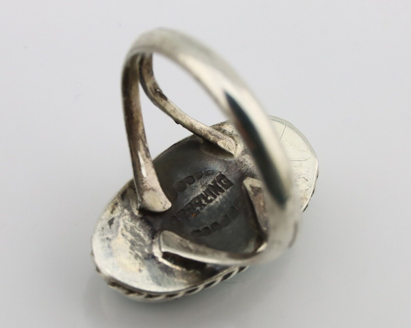 Navajo Ring 925 Silver Kingman Turquoise Artist Native American Signed C.80's