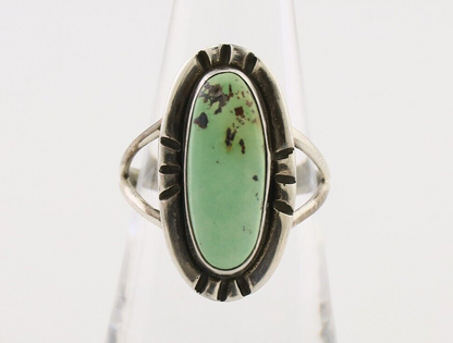 Navajo Handmade Ring 925 Silver Green Turquoise Artist Signed Kachina C.80's