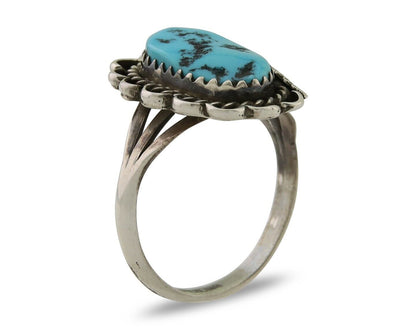 Navajo Ring 925 Silver Natural Blue Turquoise Native American Artist C.80's