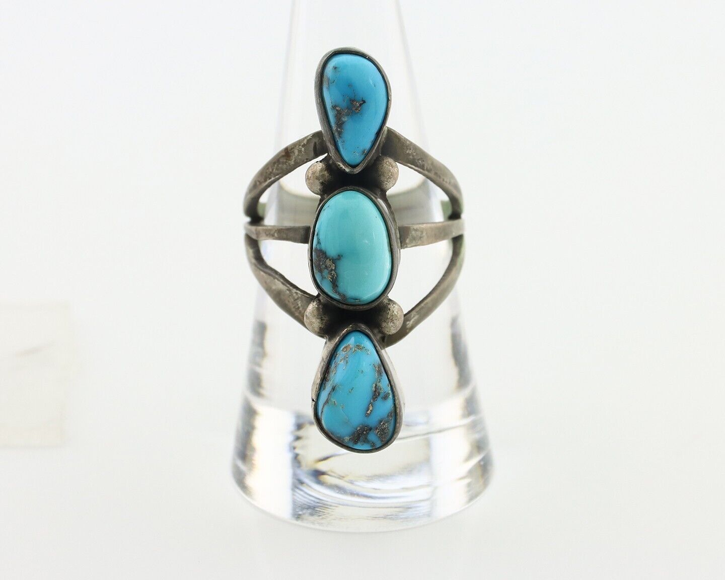 Navajo Ring 925 Silver Natural Blue Turquoise Native American Artist C.80's
