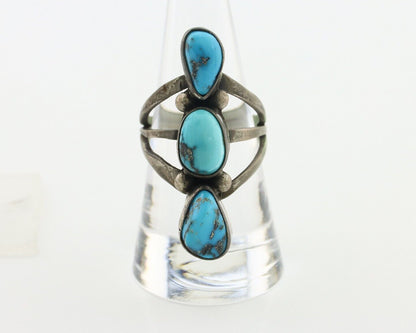 Navajo Ring 925 Silver Natural Blue Turquoise Native American Artist C.80's
