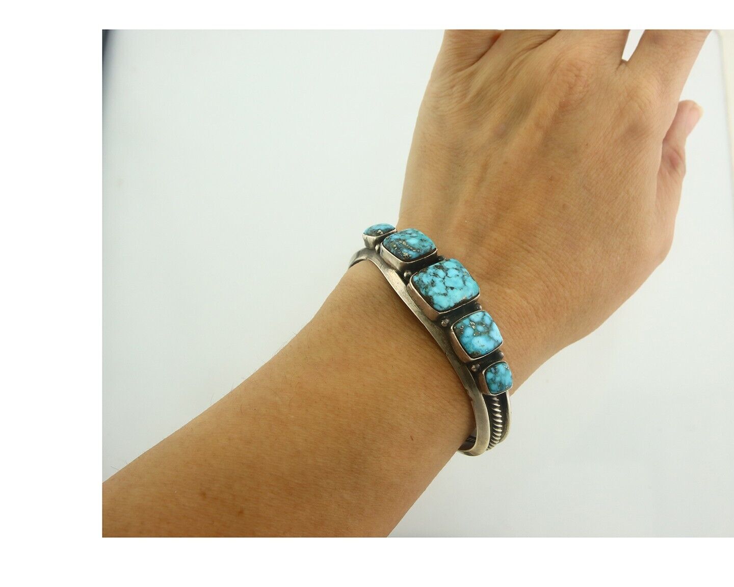 Navajo Bracelet 925 Silver Turquoise Cuff Artist Signed Harold Becenti C.80's
