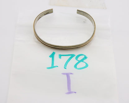 Navajo Bracelet 925 Silver & 12K Gold Cuff Artist Signed TAHE C.80's