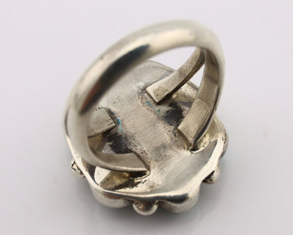 Navajo Ring .925 Silver Natural Blue Turquoise Native American Artist C.80's