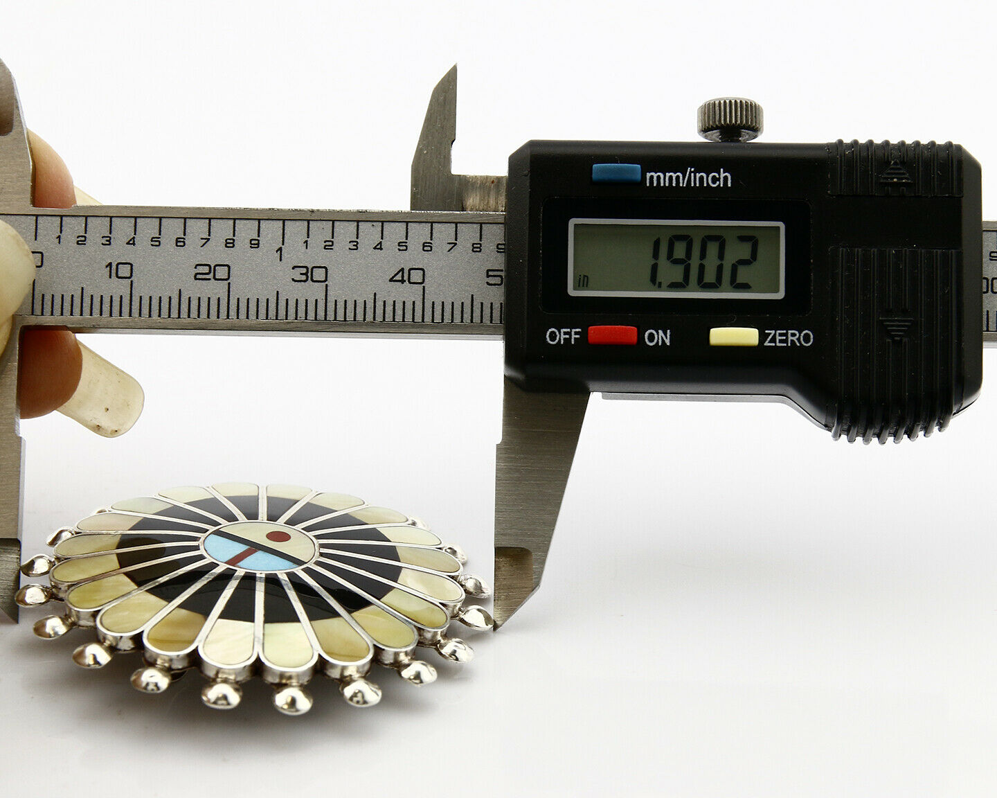 Zuni Signed Artist Victoria Unkestine Inlaid .925 SOLID Silver Tewa Pendant Pin