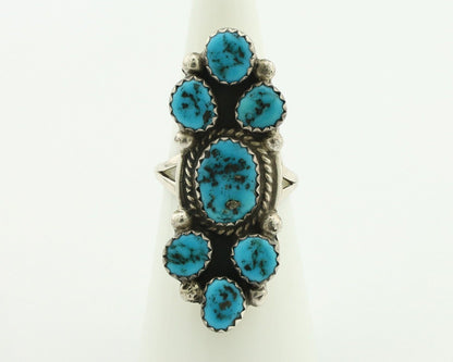 Navajo Ring .925 Silver Blue Morenci Turquoise Artist Signed IHMJ & MT C.80's